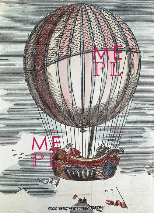 : Hot-air balloon. 18th c. Engraving : Hot-air balloon. 18th c. Engraving
