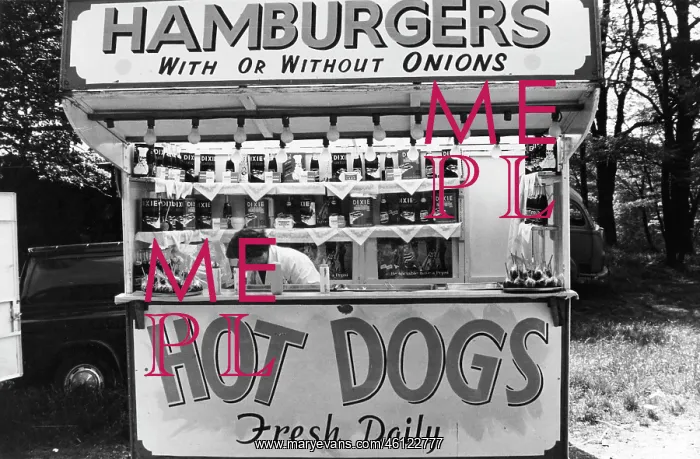 : Hot Dog and Hamburger stall at a fairground : Hot Dog and Hamburger stall at a fairground