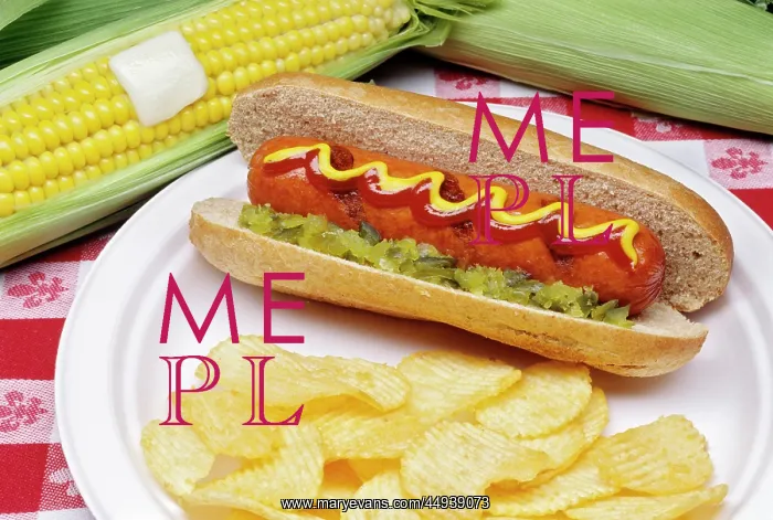 : Hot Dog and Potato Chips and Corn on the Cob Ready for Su : Hot Dog and Potato Chips and Corn on the Cob Ready for Su