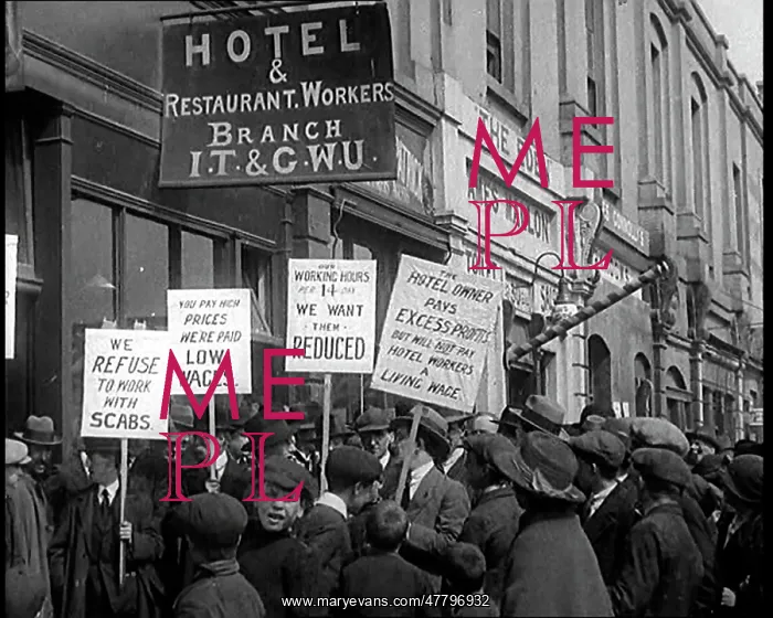 : Hotel and Restaurant Staff Strikers Standing : Hotel and Restaurant Staff Strikers Standing