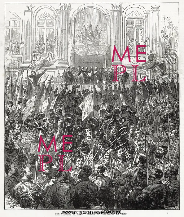 : The Hotel de Ville at the start of the Paris Commune 1871 : The Hotel de Ville at the start of the Paris Commune 1871