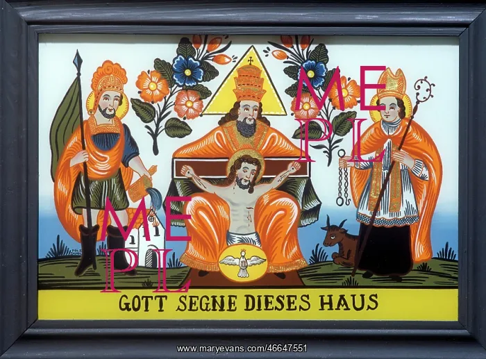 : house blessing, throne of grace, Saint Florian and Leonhard : house blessing, throne of grace, Saint Florian and Leonhard