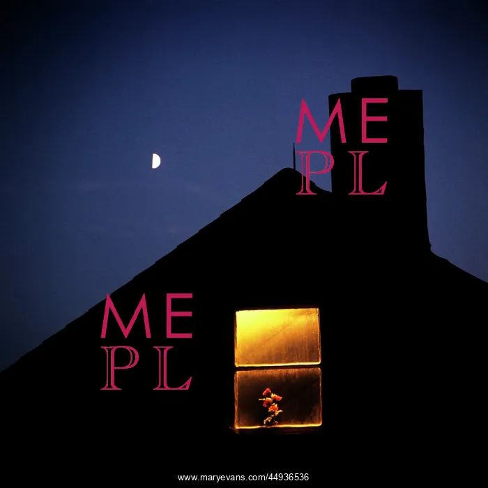: House Silhouetted Against Half Moon Night Sky : House Silhouetted Against Half Moon Night Sky