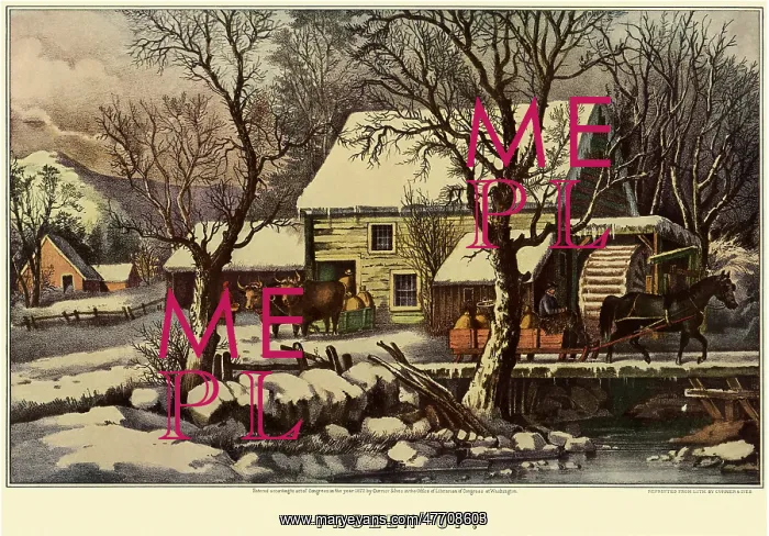  : House in Winter with Oxen