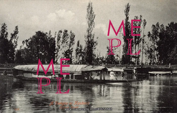  : Houseboat (Dungar) on a river, Kashmir, India