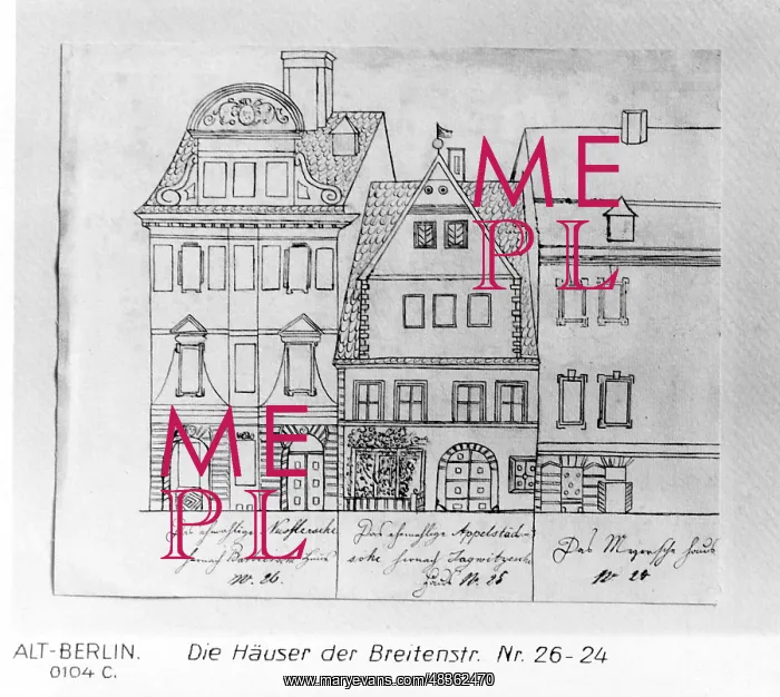 : Houses in Breite Strasse in Berlin, around 1850 : Houses in Breite Strasse in Berlin, around 1850