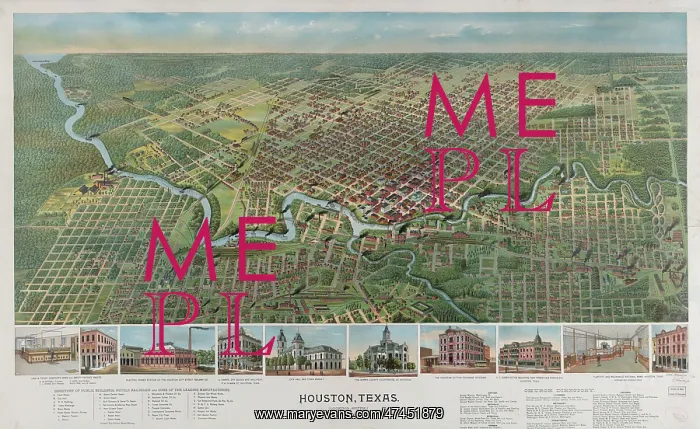 : Houston, Texas (looking south) 1891 : Houston, Texas (looking south) 1891