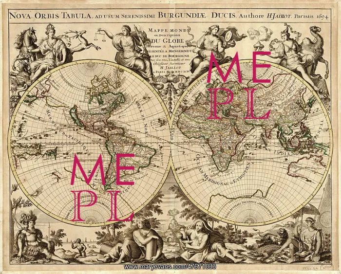 : Hubert Jaillot, World Map, 1694 : Hubert Jaillot, World Map, 1694