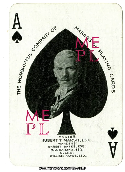 : Hubert T Marsh on an Ace of Spades playing card : Hubert T Marsh on an Ace of Spades playing card