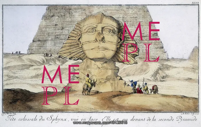 : Huge head of Sphinx, seen from the front. It is : Huge head of Sphinx, seen from the front. It is