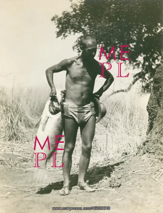 : Hugo Adolf Bernatzik with a perch. On Dinder. April : Hugo Adolf Bernatzik with a perch. On Dinder. April