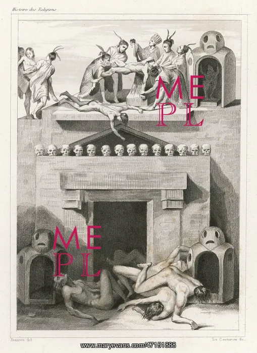 : Human Sacrifices Thrown from Platform by Priests : Human Sacrifices Thrown from Platform by Priests