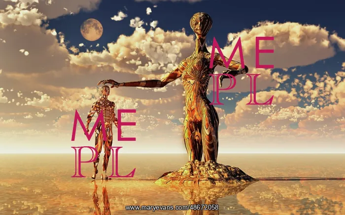 : Humanoid AI figure in communication with reptilian alien : Humanoid AI figure in communication with reptilian alien