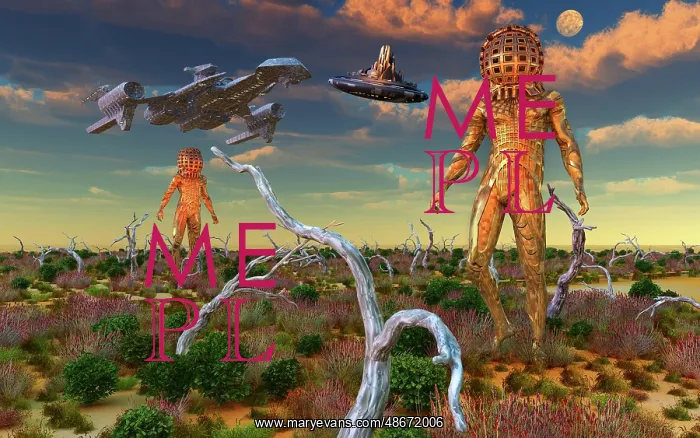 : Humanoid figures exploring the surface of an exoplanet : Humanoid figures exploring the surface of an exoplanet