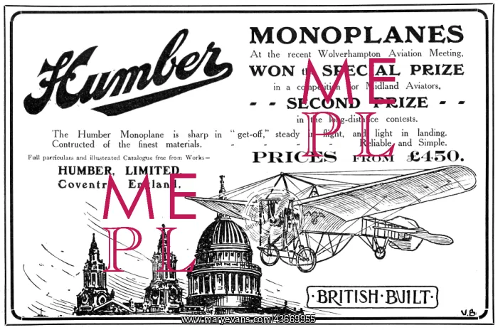 : Humber Monoplanes 1910 : Humber Monoplanes 1910