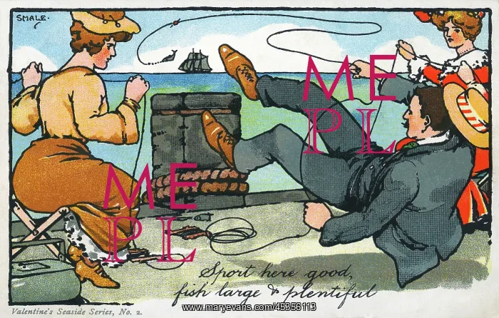 : Humorous fishing scene : Humorous fishing scene