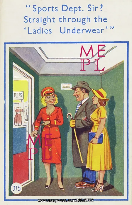 : Humorous Postcard - Underwear Department : Humorous Postcard - Underwear Department