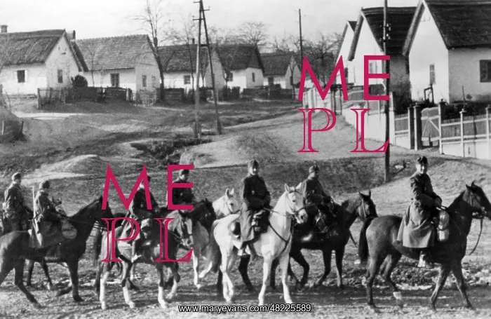 : Hungarian cavalrymen at Szekesfehervar, 1945 : Hungarian cavalrymen at Szekesfehervar, 1945