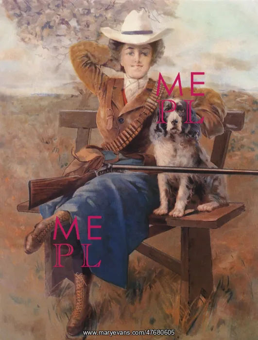  : Hunter on Bench with Dog and Rifle