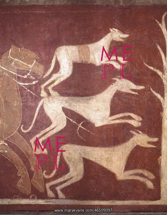 : Hunter. ca. 1150. Right detail of the dogs. Mozarabic : Hunter. ca. 1150. Right detail of the dogs. Mozarabic