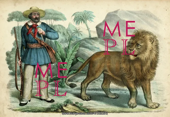 : HUNTER AND DARING LION : HUNTER AND DARING LION