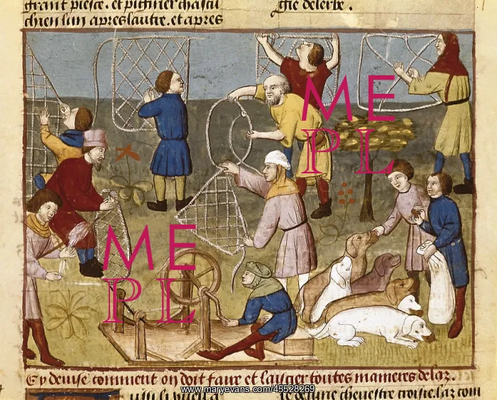 : Hunting book (15th c.). Making traps with ropes : Hunting book (15th c.). Making traps with ropes