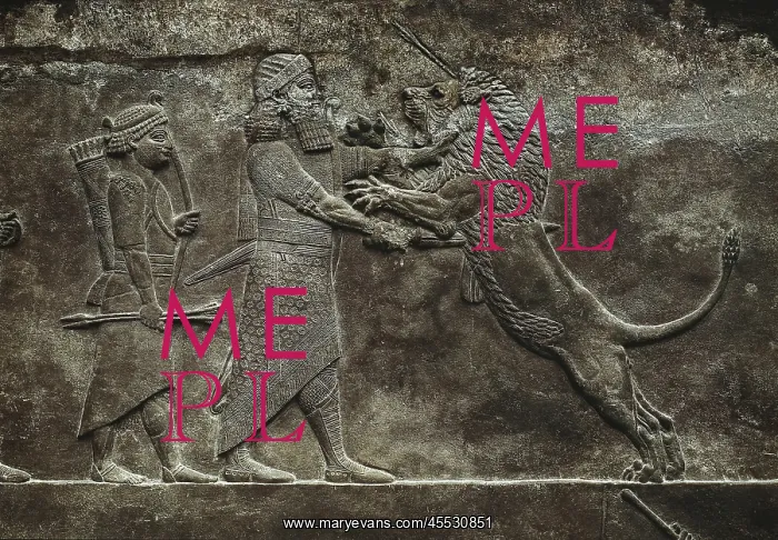 : Hunting scenes.. Assyrian relief : Hunting scenes.. Assyrian relief