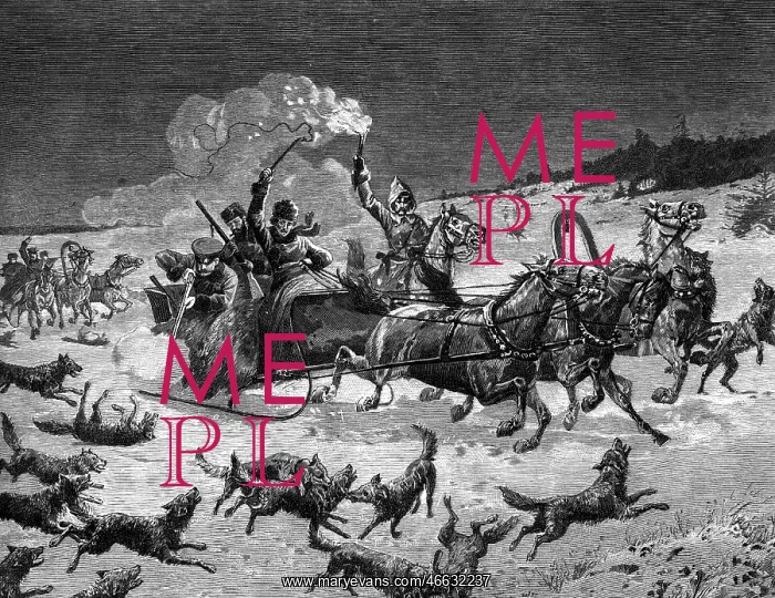  : hunting, wolves, Russia, after drawing by Rudolf