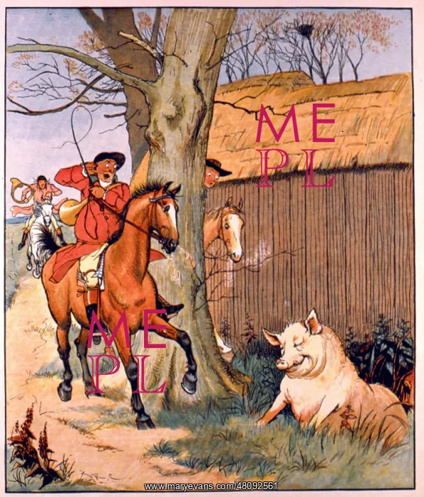  : Huntsman on horseback meets a pig