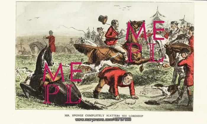: Huntsman losing control of his horse during a foxhunt : Huntsman losing control of his horse during a foxhunt