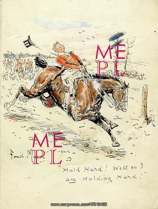 : Huntstman trying to slow or stop his horse : Huntstman trying to slow or stop his horse