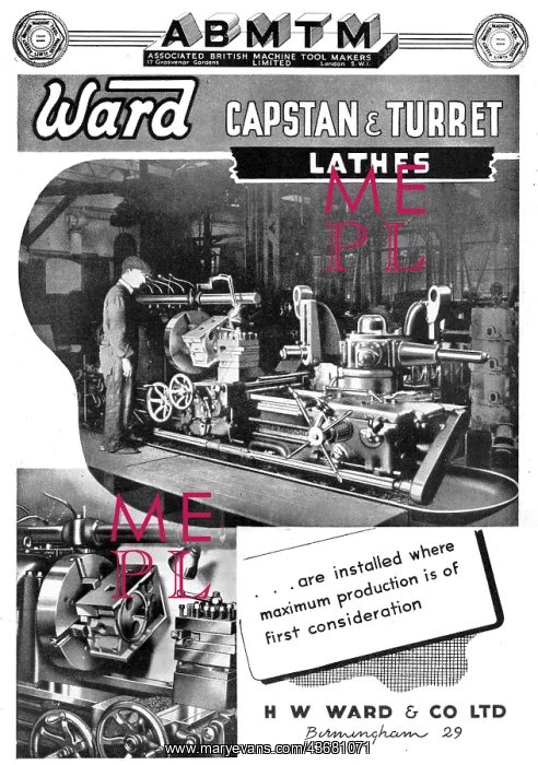 : H.W.Ward Machine Tools Capstan & Turret Lathes : H.W.Ward Machine Tools Capstan & Turret Lathes