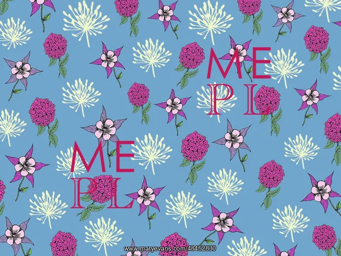  : Hydrangea, aquilegia and agapanthus pattern