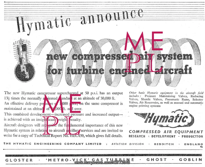 : Hymatic Compressed Air System For Jet Aircraft 1947 : Hymatic Compressed Air System For Jet Aircraft 1947