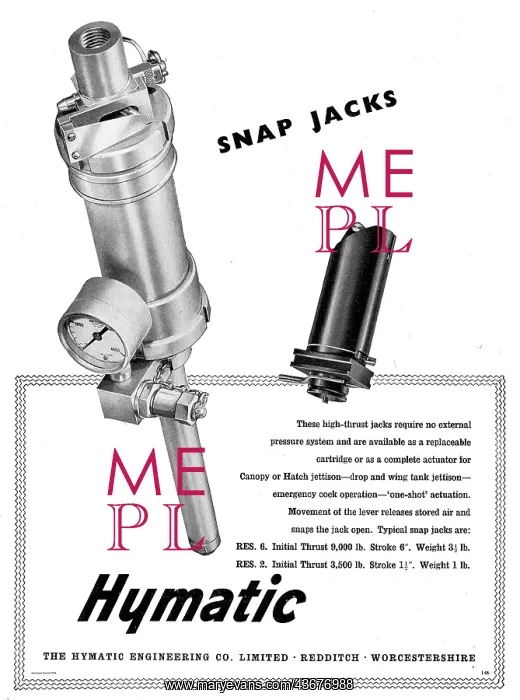 : Hymatic High Thrust Snap Jacks For Drop Tank Jettison : Hymatic High Thrust Snap Jacks For Drop Tank Jettison