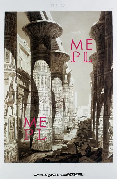 : Hypostyle columns at Karnak, Egypt 1841. By French : Hypostyle columns at Karnak, Egypt 1841. By French