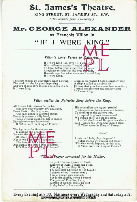 : If I Were King by Justin Huntly McCarthy : If I Were King by Justin Huntly McCarthy