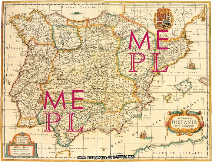  : Iberian Peninsula Map 1631