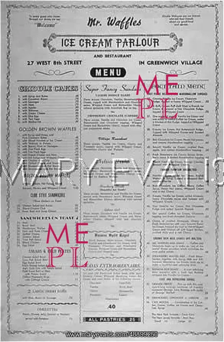  : ICE CREAM PARLOR MENU