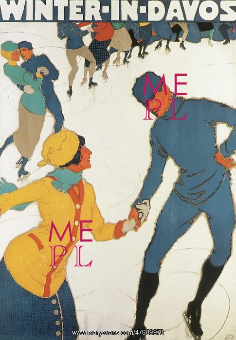  : Ice Skaters - Winter in Davos - Poster art