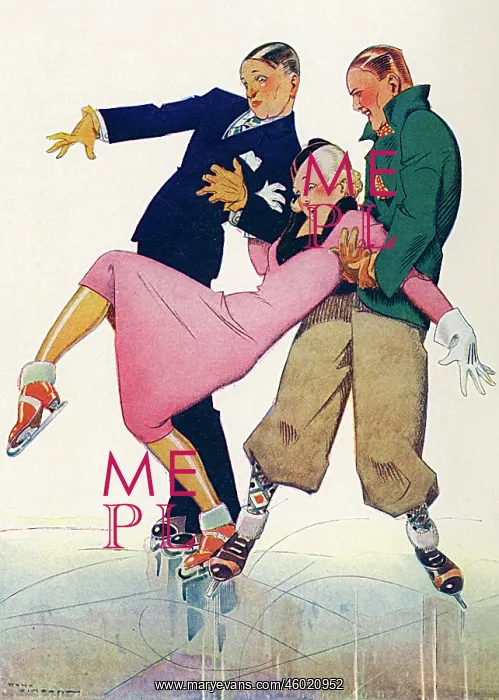 : Ice skating by Rene Vincent : Ice skating by Rene Vincent