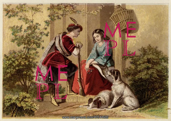 : Idealised Victorian love scene : Idealised Victorian love scene