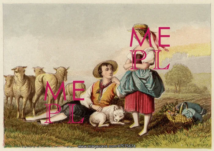 : Idealised Victorian shepherd and shepherdess : Idealised Victorian shepherd and shepherdess