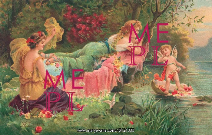 : Two Idyllic Women and a cupid : Two Idyllic Women and a cupid