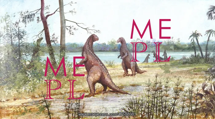 : Iguanodon. A wealden reed swamp depicted during the Lower Cretaceous period : Iguanodon. A wealden reed swamp depicted during the Lower Cretaceous period
