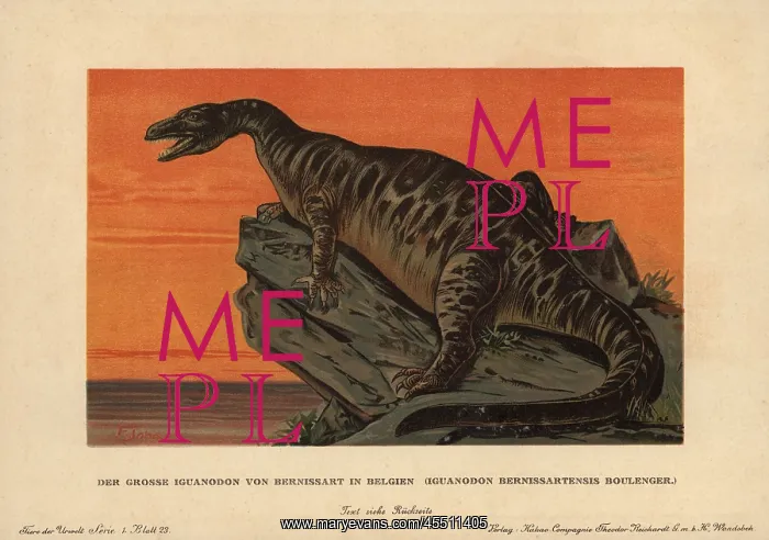 : Iguanodon bernissartensis, extinct ground-dwelling : Iguanodon bernissartensis, extinct ground-dwelling