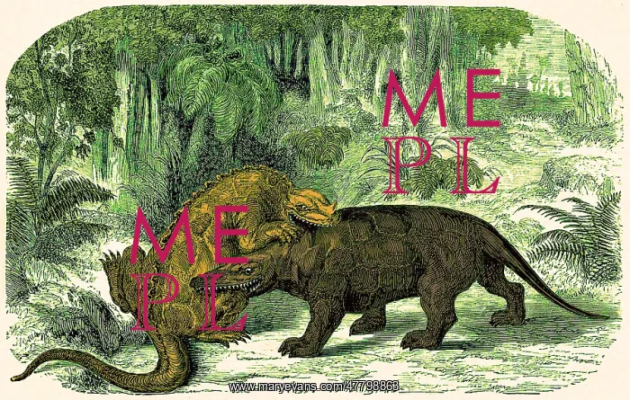 : Iguanodon Biting Megalosaurus : Iguanodon Biting Megalosaurus