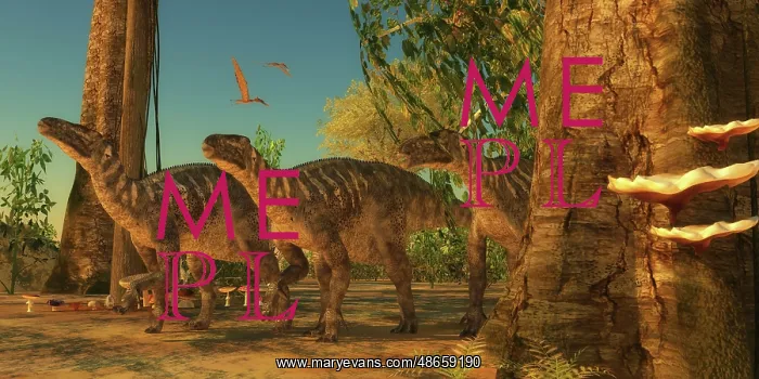 : Iguanodon dinosaurs make their way among the trees : Iguanodon dinosaurs make their way among the trees