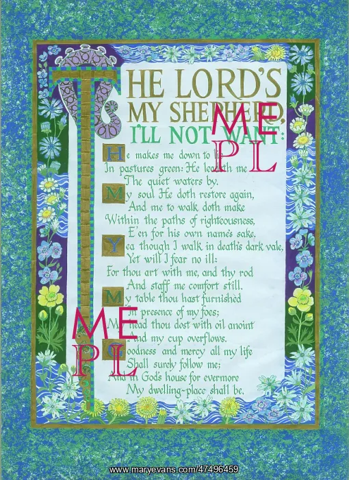 : Illuminated border with The Lord's My Shepherd : Illuminated border with The Lord's My Shepherd