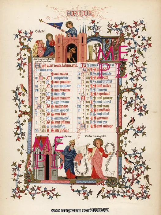 : Illuminated calendar for April 1846 : Illuminated calendar for April 1846